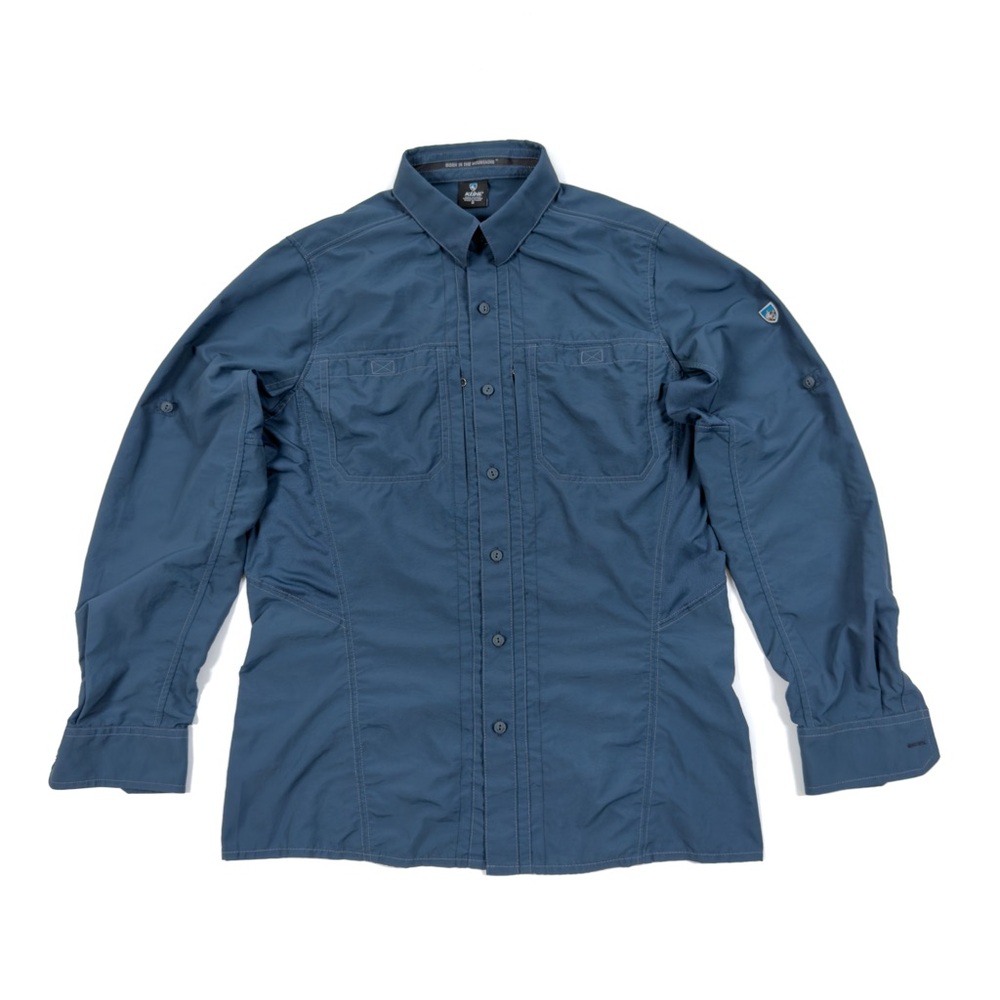 Kuhl Invoke Nylon Roll Tab Long Sleeve Vented Shirt 7291 - Size S Pirate Blue